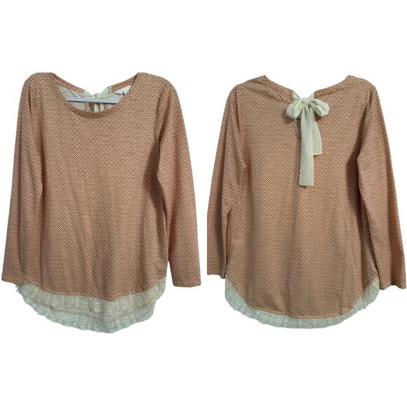 LC NWOT Women's M Cottagecore Floral Lace Bow Long Sleeve Top Soft Girl Coquette - Picture 1 of 11